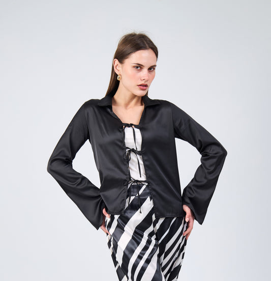 Effortless Satin Tie In Black