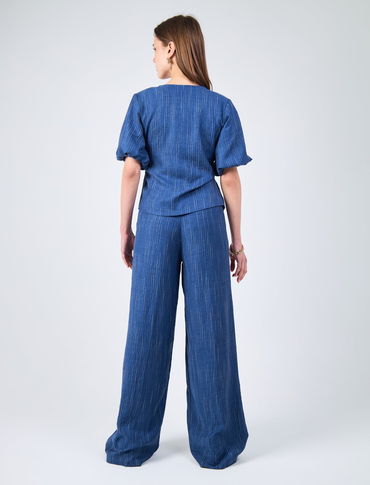 Indigo Breeze Tie-Front Blouse