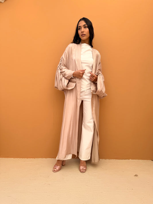Draped Arm Kaftan In Beige
