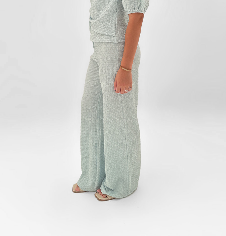 Waffle Wide-Leg Pants In BabyBlue