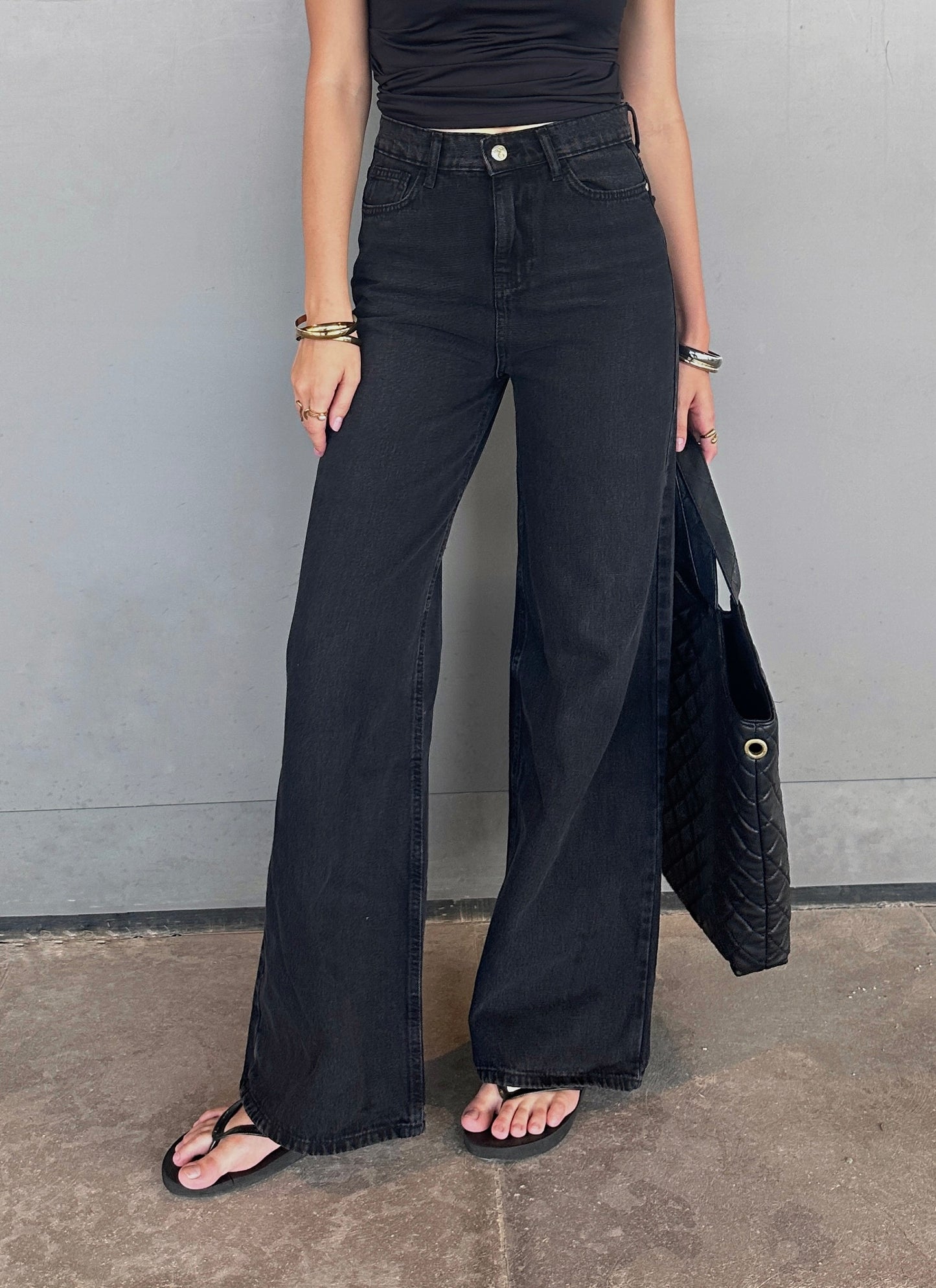 The Noir Wide-Leg Denim