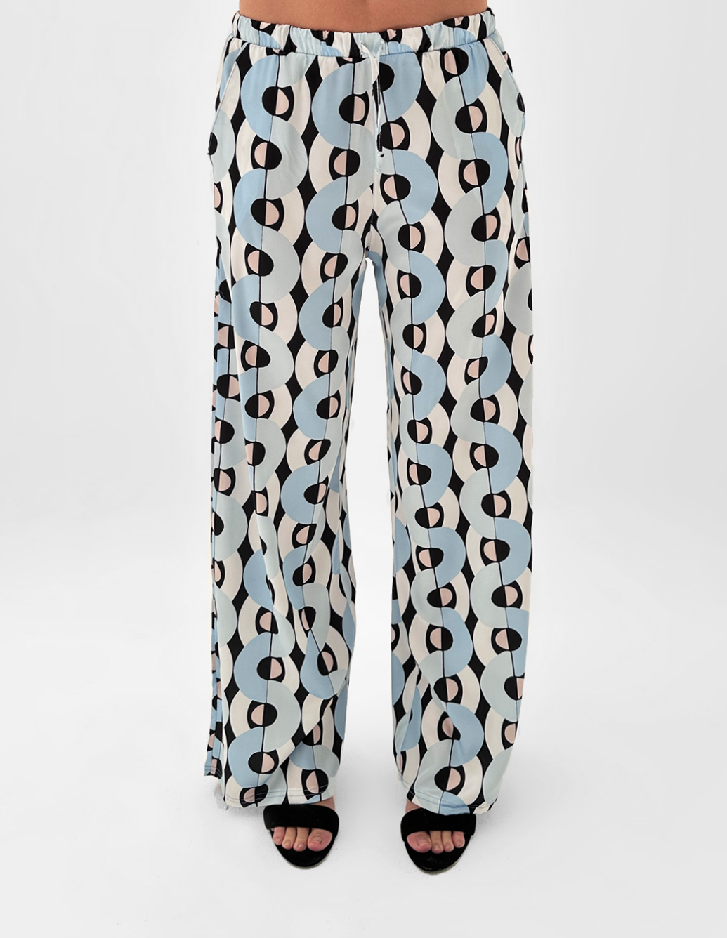 Pants With Geometric Print n BabyBlue