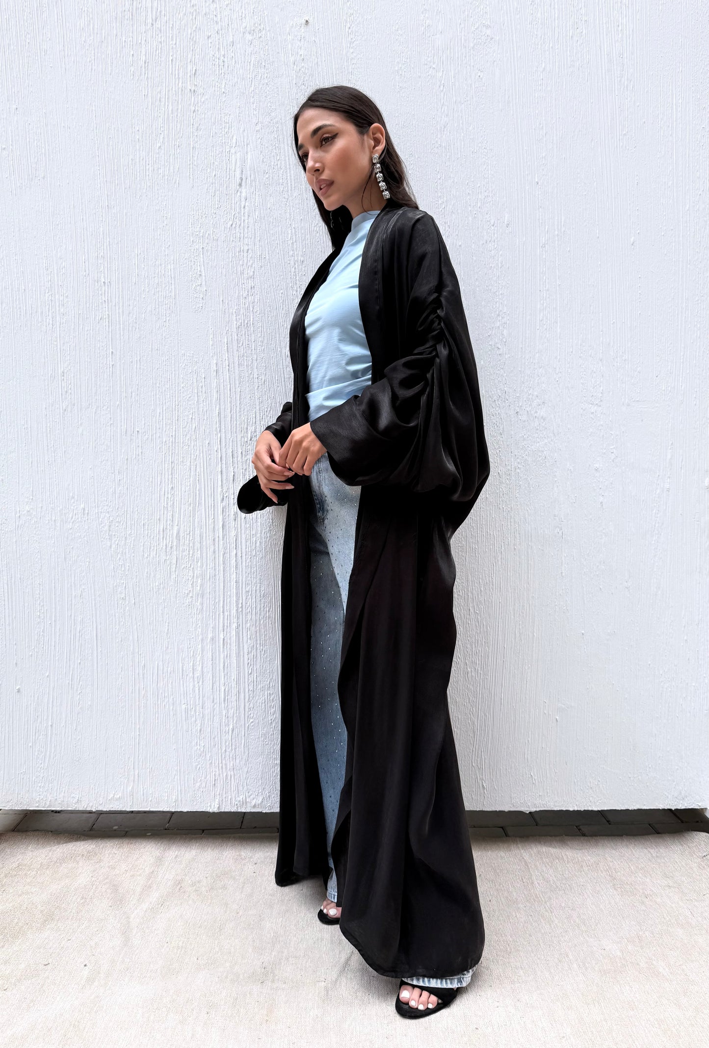 Draped Arm Kaftan In Black
