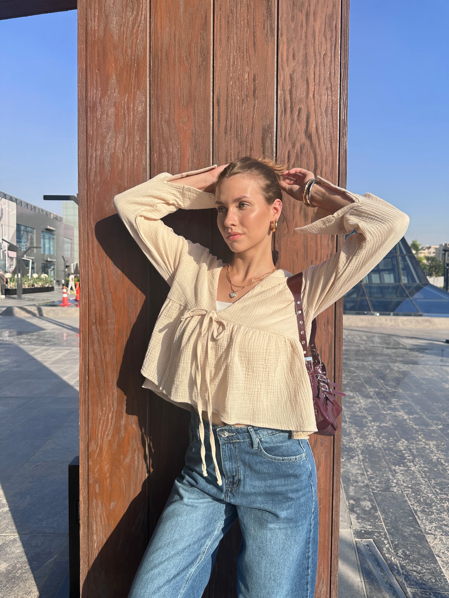 Softcore Charm Blouse In Beige
