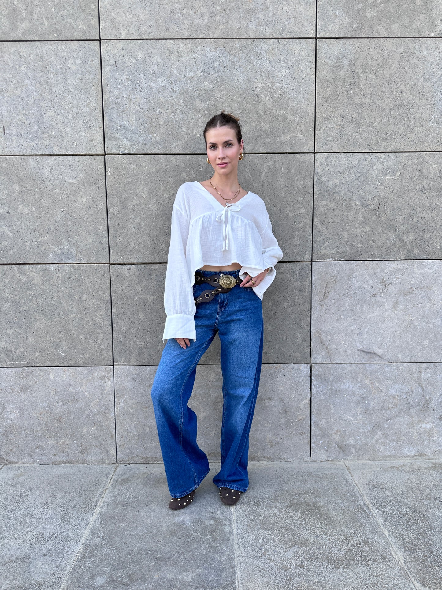 The Classic Blue Wide-Leg Denim