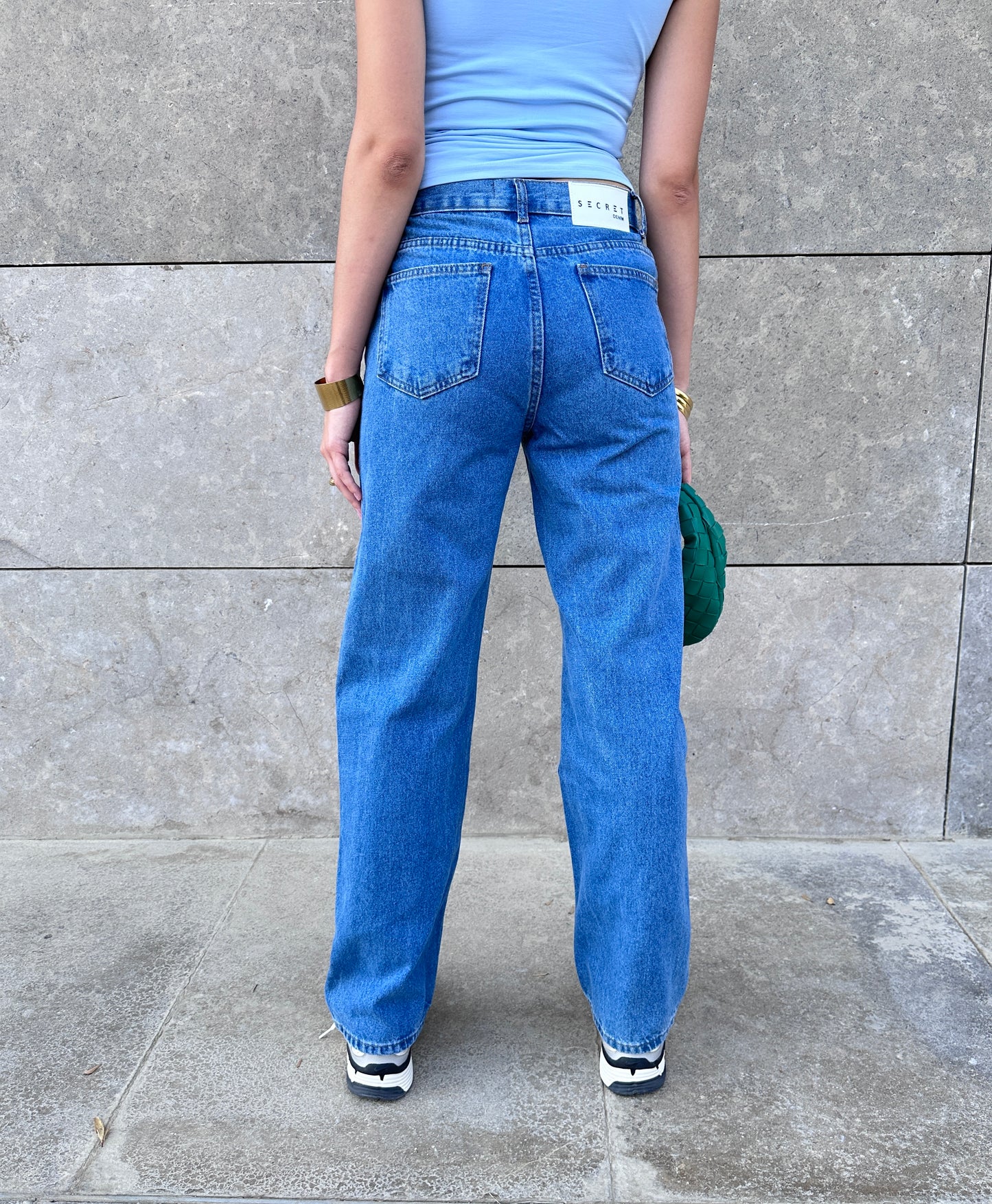 The Twist Button Straight-Leg Denim