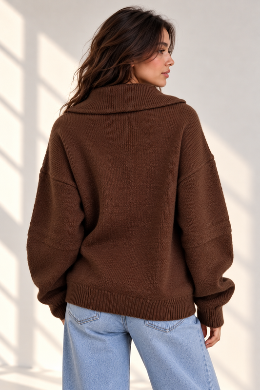 Knitted Half-Zipper Pullover