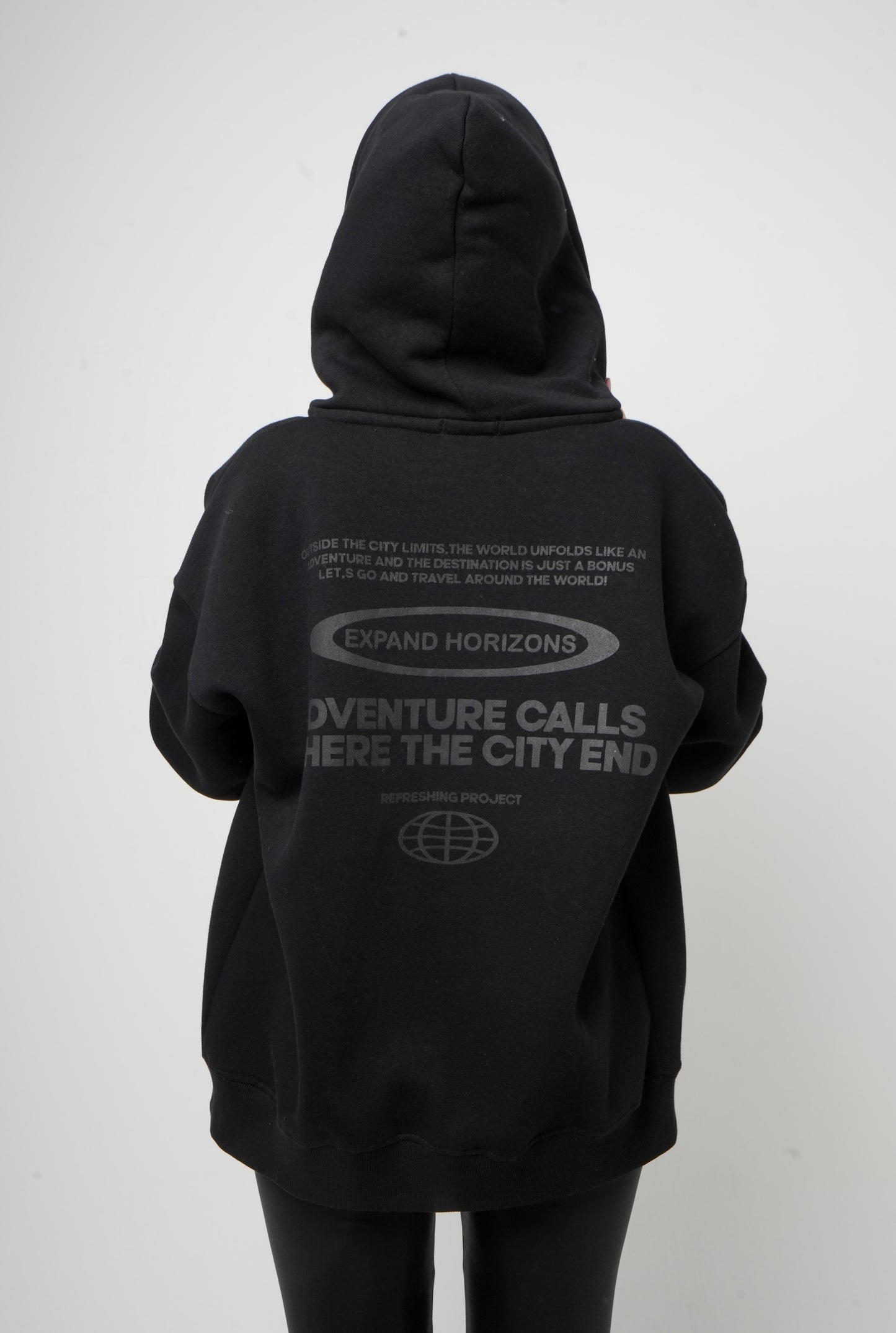 Graphic Print Fleece OverSized Zipper Hoodie