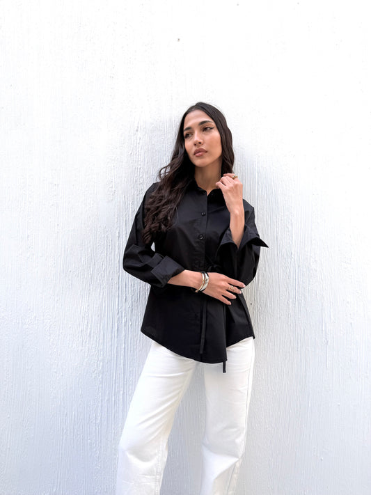 Tie-Waist Shirt In Black