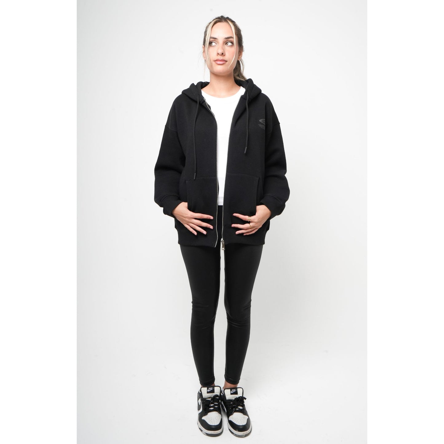 Graphic Print Fleece OverSized Zipper Hoodie