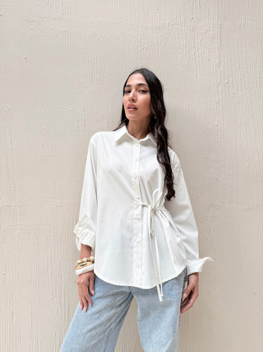 Tie-Waist Shirt In White