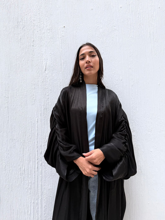 Draped Arm Kaftan In Black