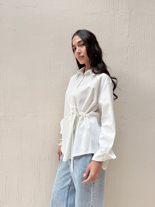 Tie-Waist Shirt In White
