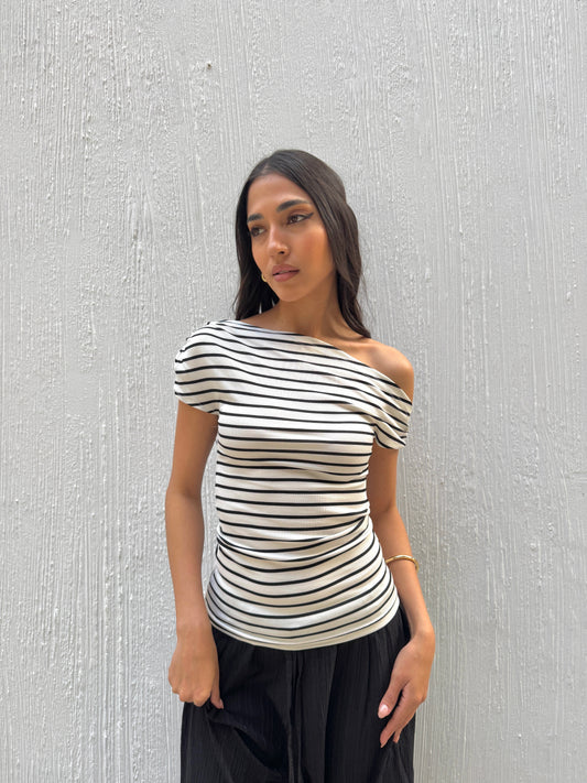 Outline Stripe Top In Black