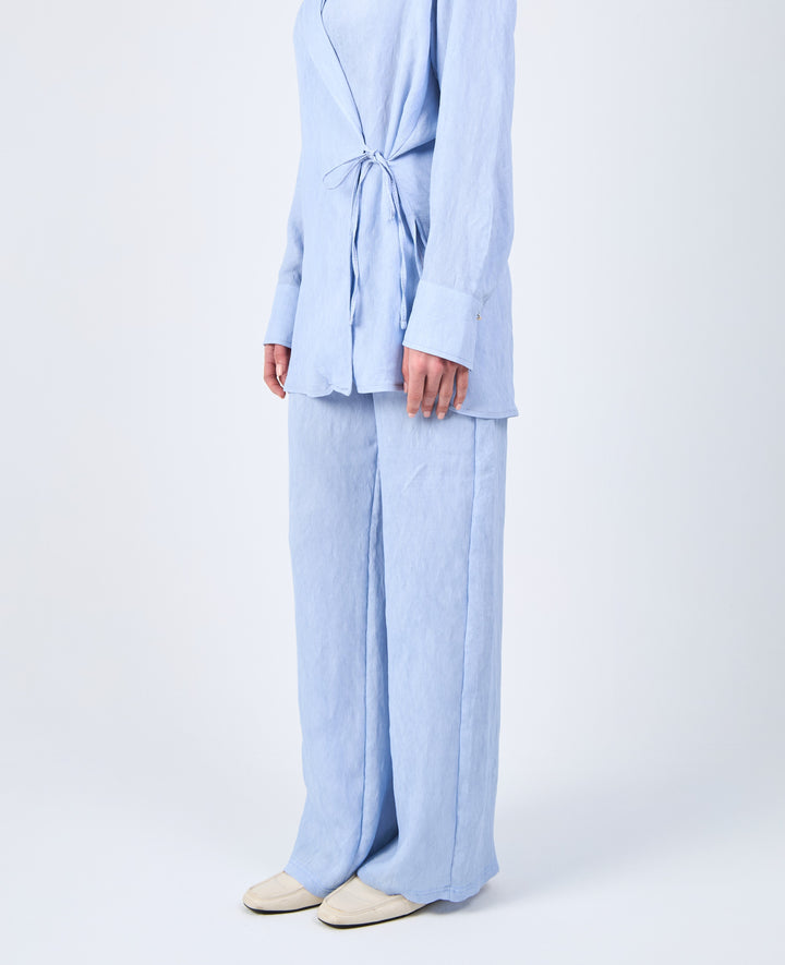 High Waist Relaxed Pants In Baby Blue