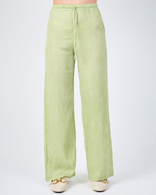 High Waist Relaxed Pants In Light Green