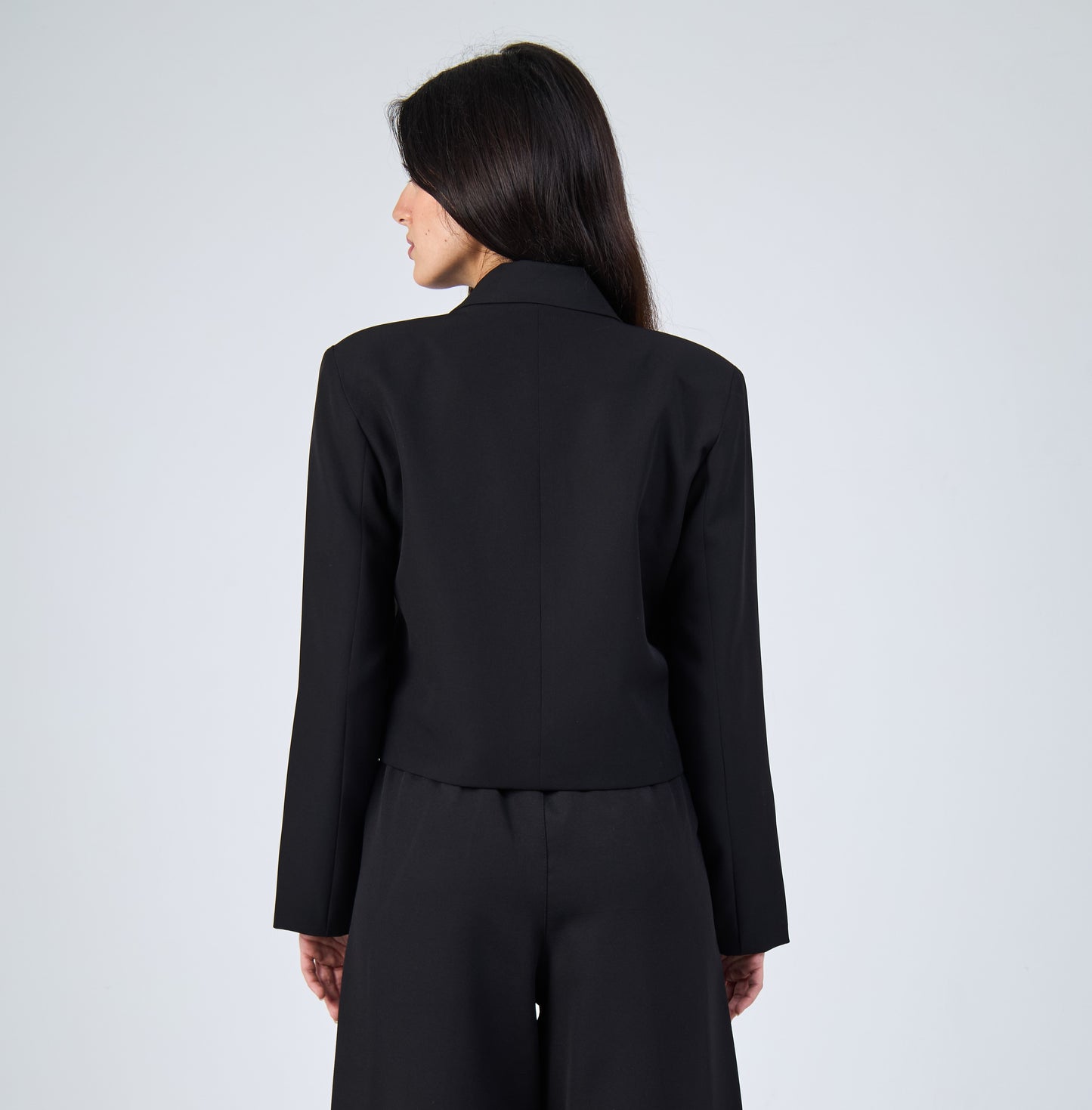 Formal Cropped Blazer With Two Buttons In Black