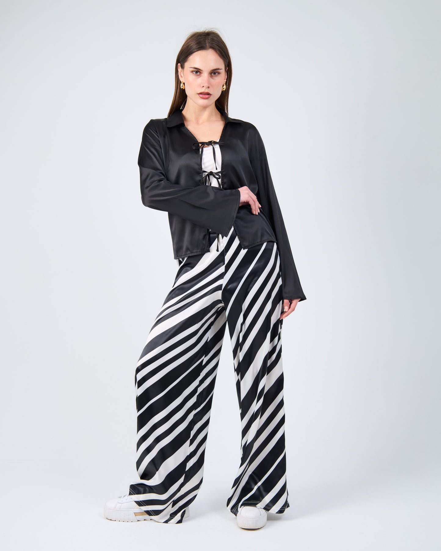 Diagonal print Wide-Leg Pants
