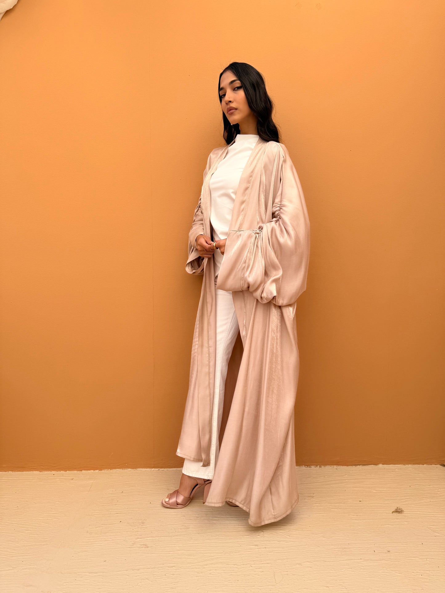 Draped Arm Kaftan In Beige