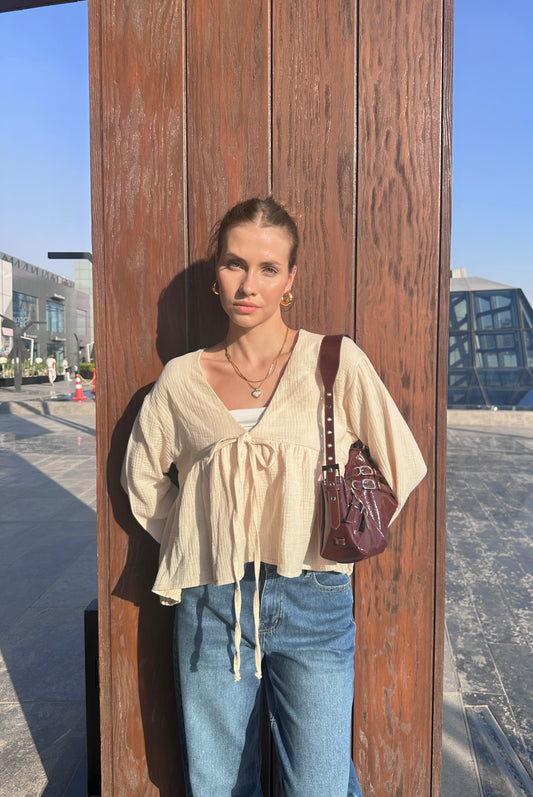 Softcore Charm Blouse In Beige