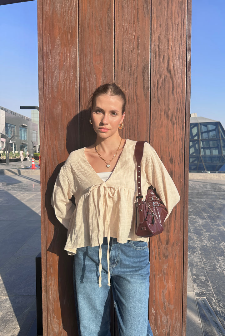 Softcore Charm Blouse In Beige