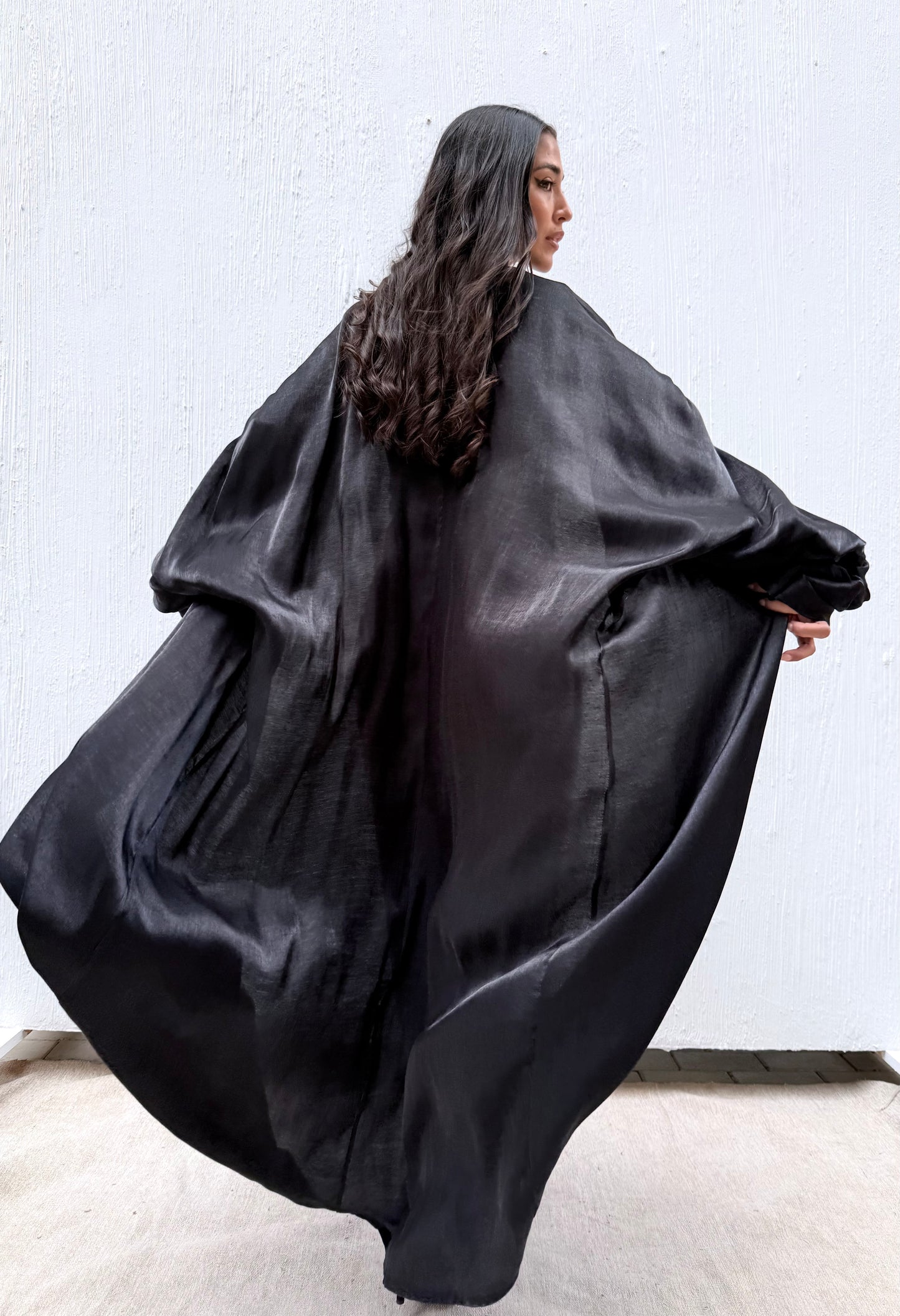 Draped Arm Kaftan In Black