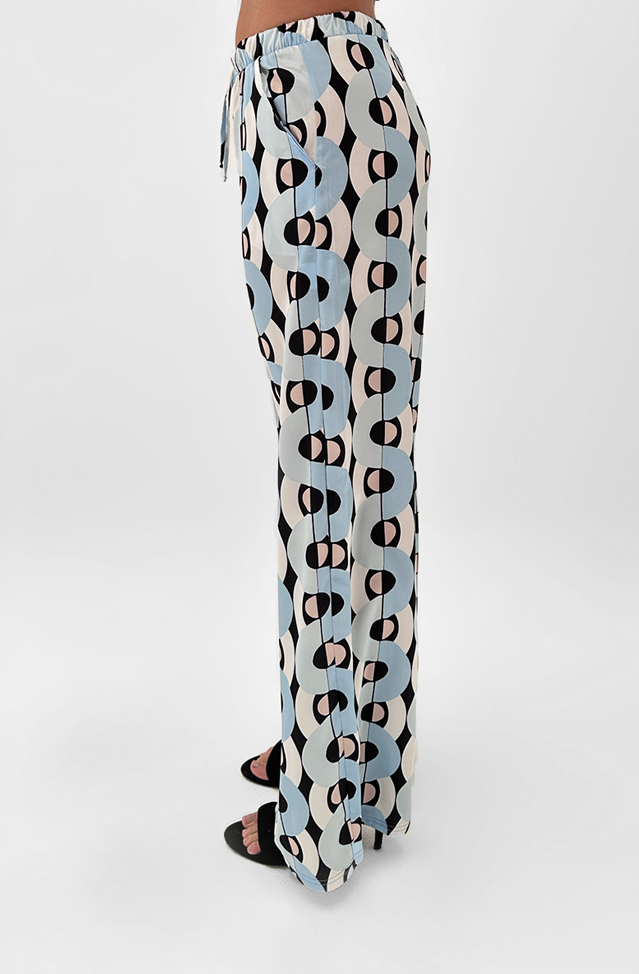 Pants With Geometric Print n BabyBlue