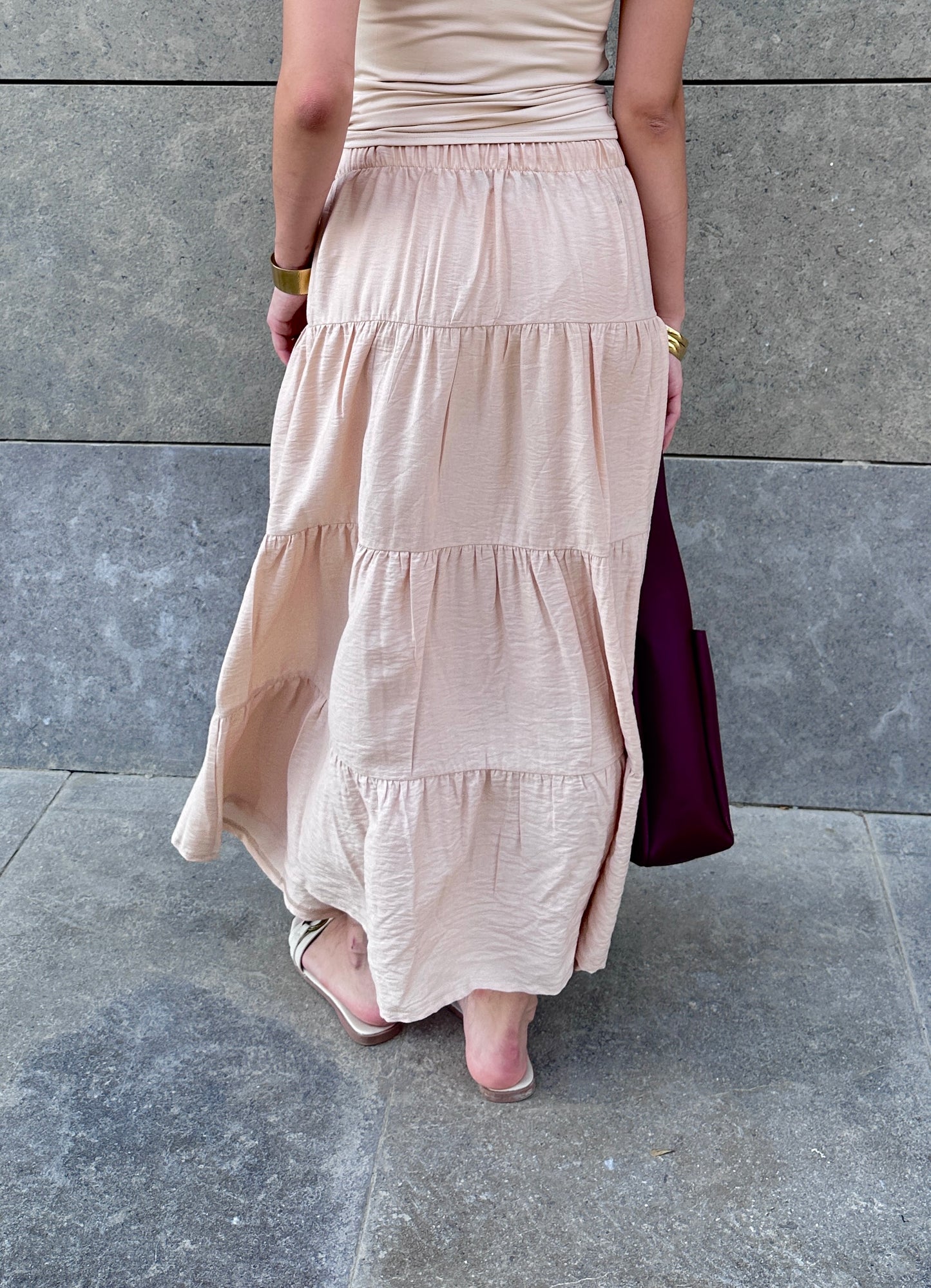 Soft Tiered Skirt In Warm Sand