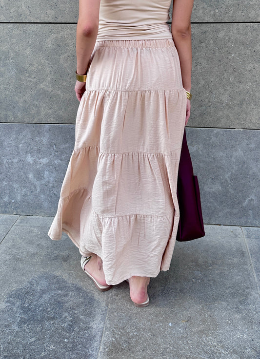 Soft Tiered Skirt In Warm Sand