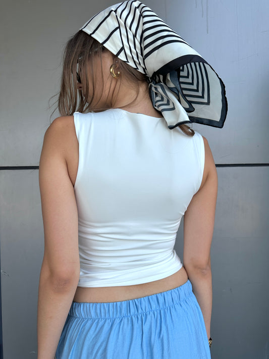 Draped Shoulder Tank In White