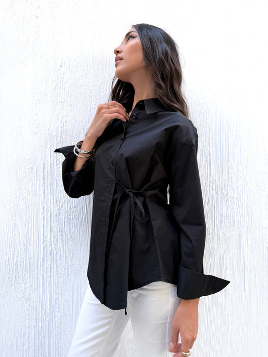 Tie-Waist Shirt In Black