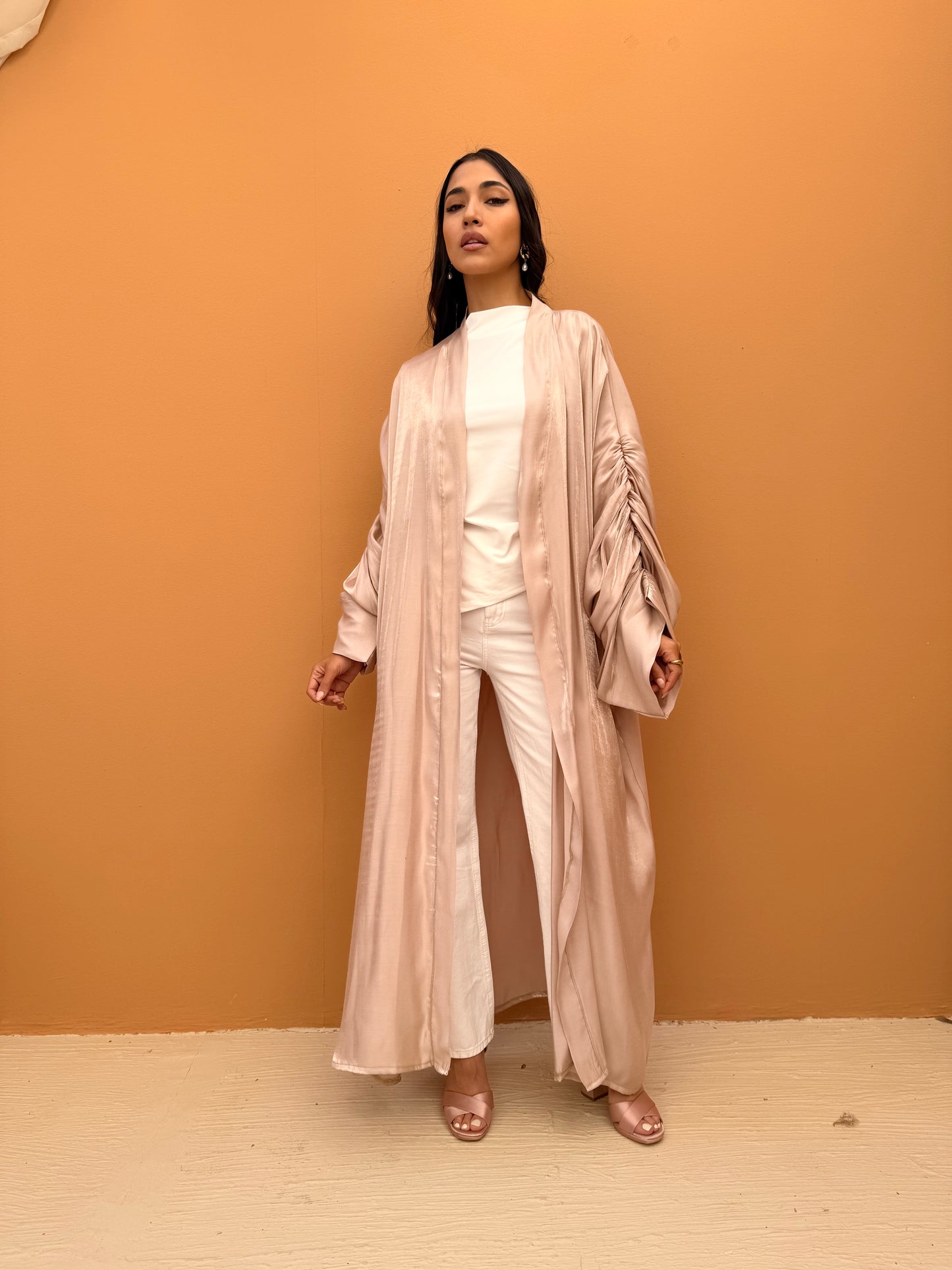 Draped Arm Kaftan In Beige