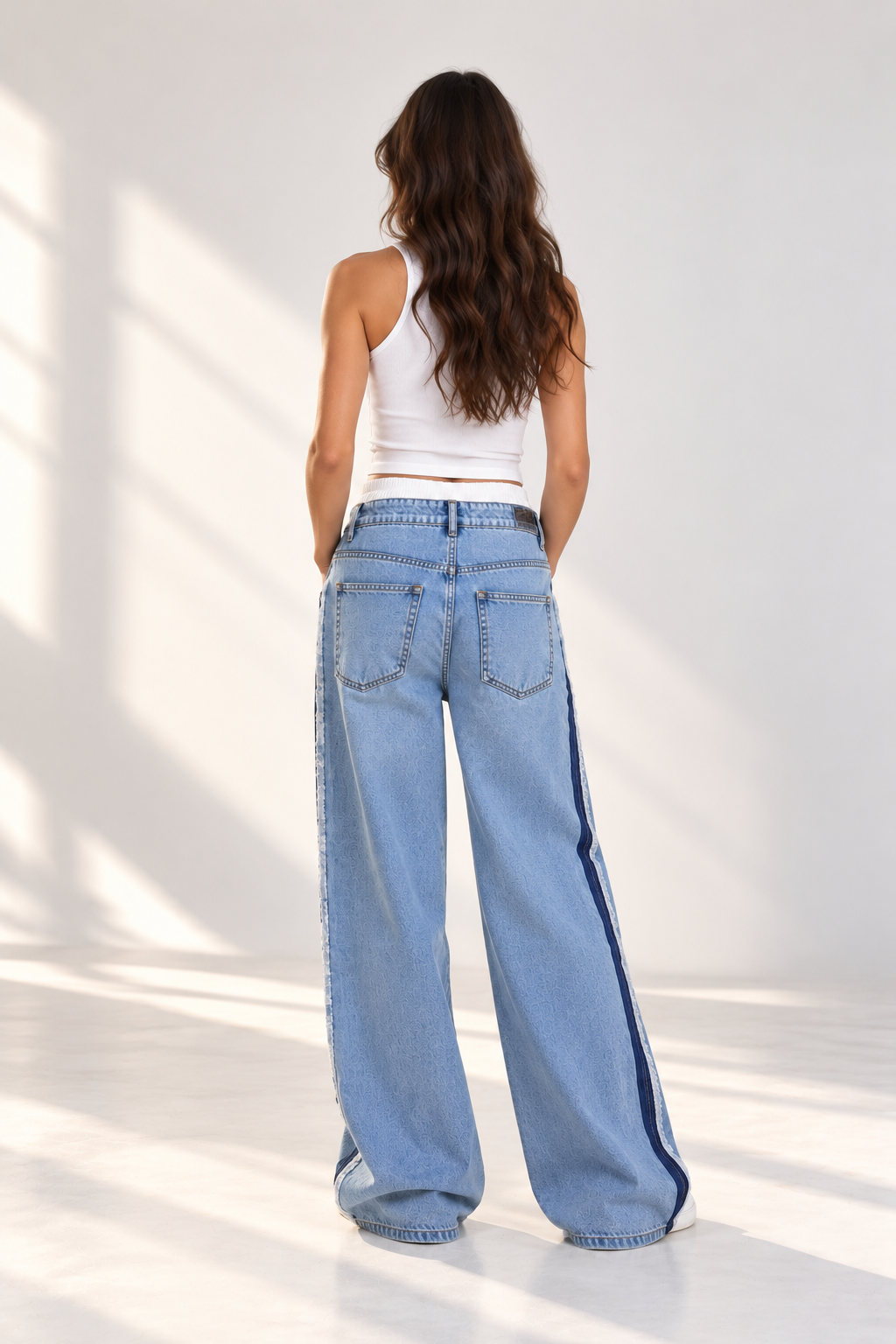 Stripe Wide-Leg Jeans