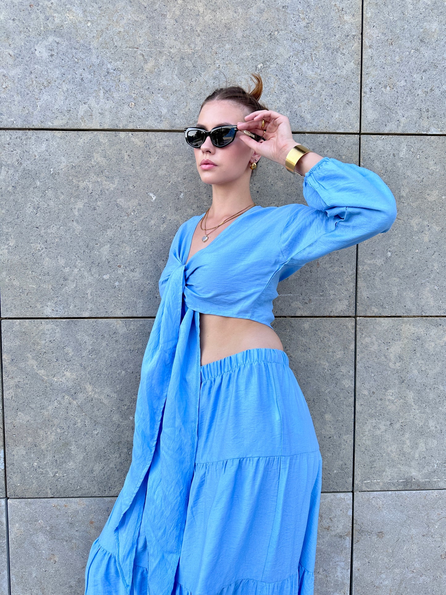 Soft Wrap Top In BabyBlue