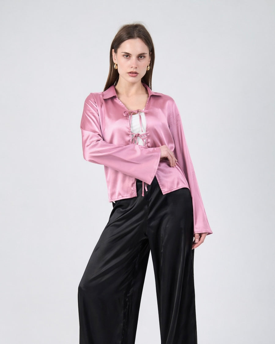 Effortless Satin Tie In Black