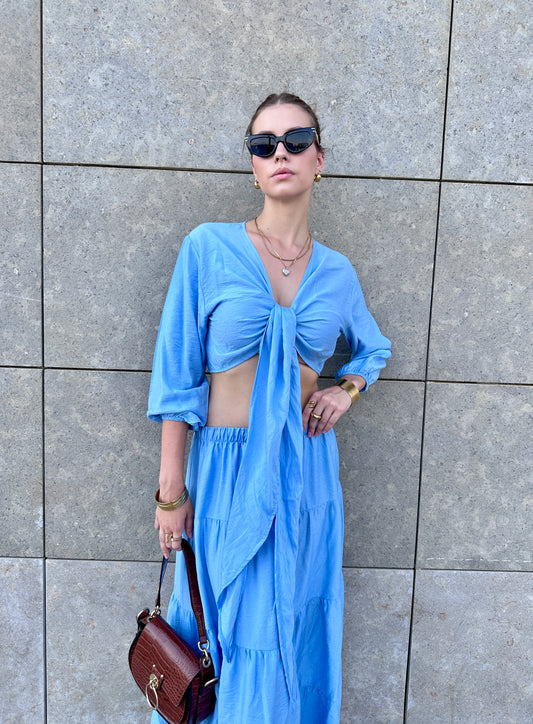 Soft Wrap Top In BabyBlue