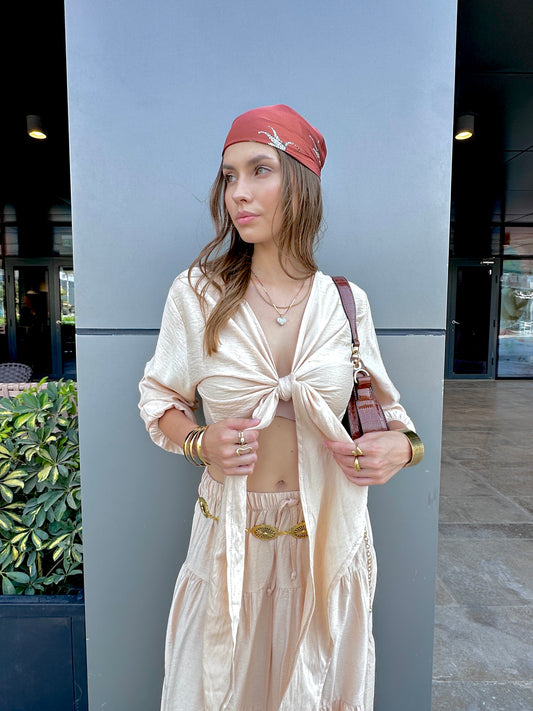 Soft Wrap Top In Beige