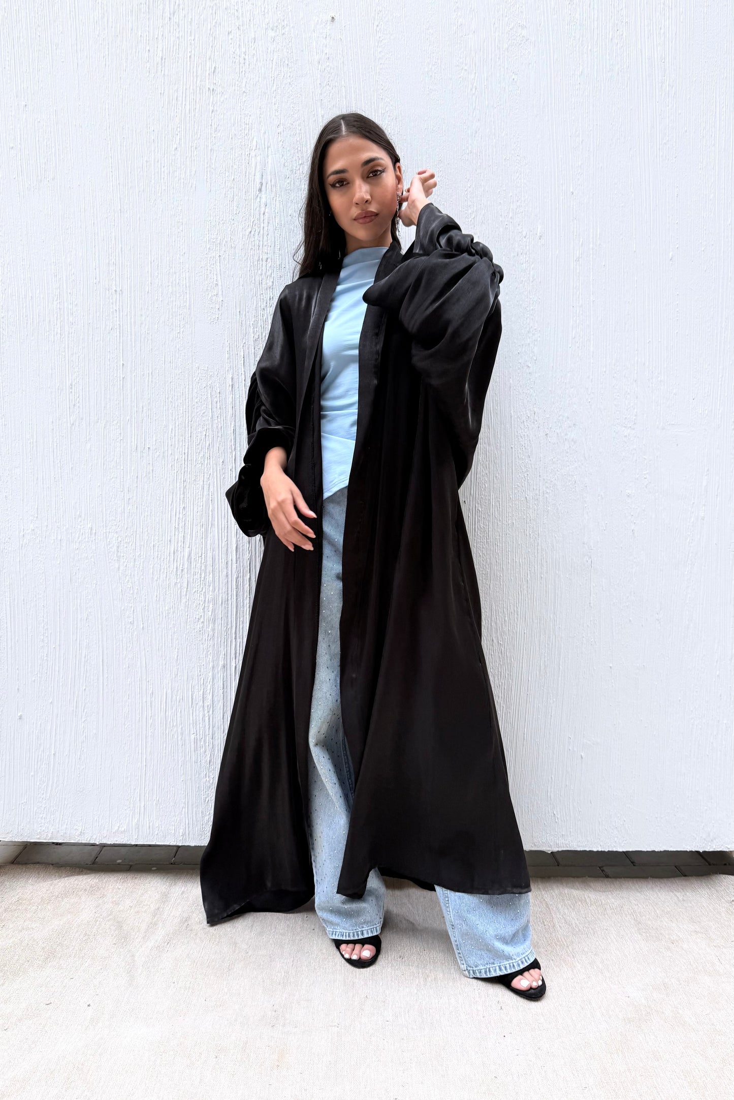 Draped Arm Kaftan In Black