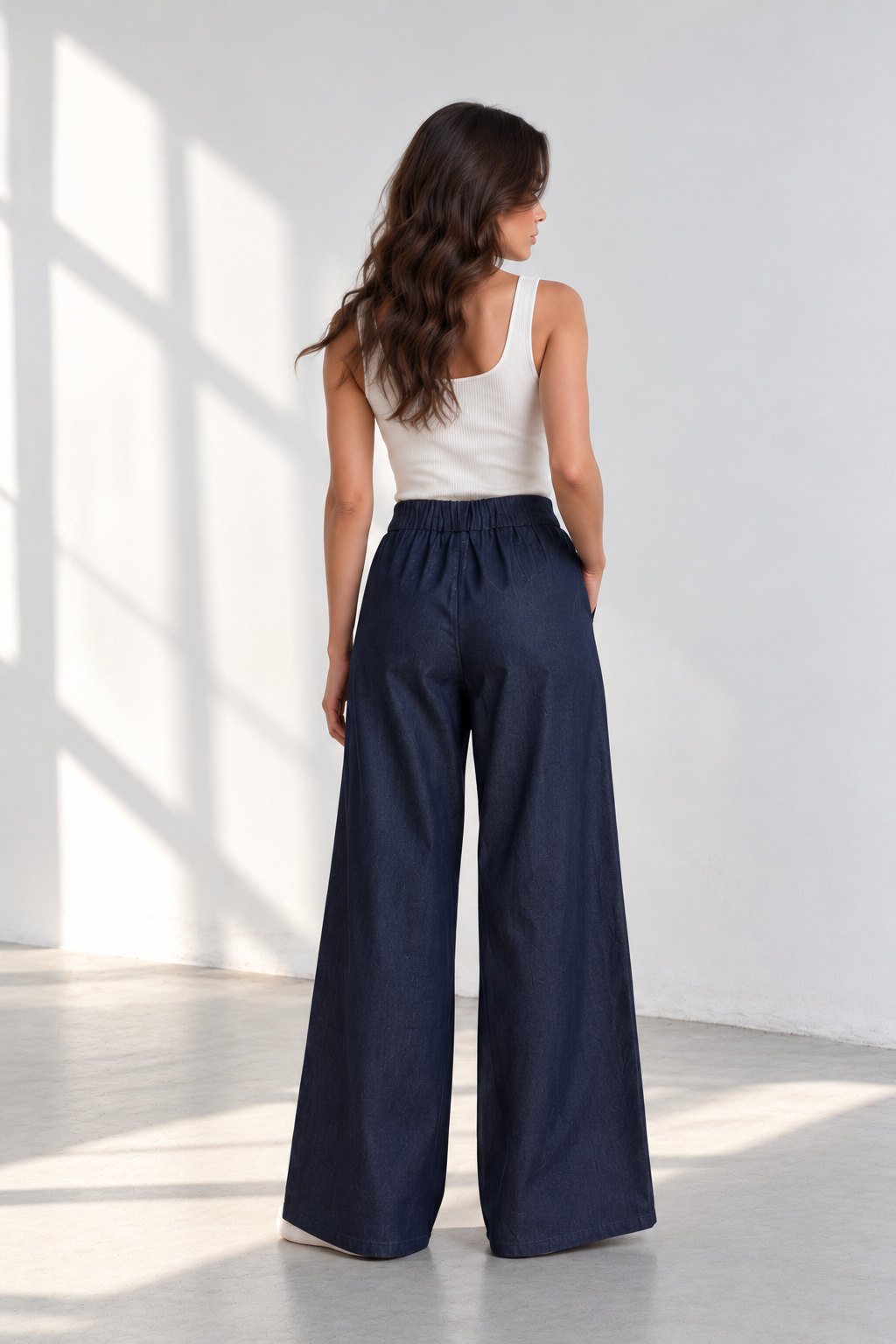 Draped Stripe Denim Pants