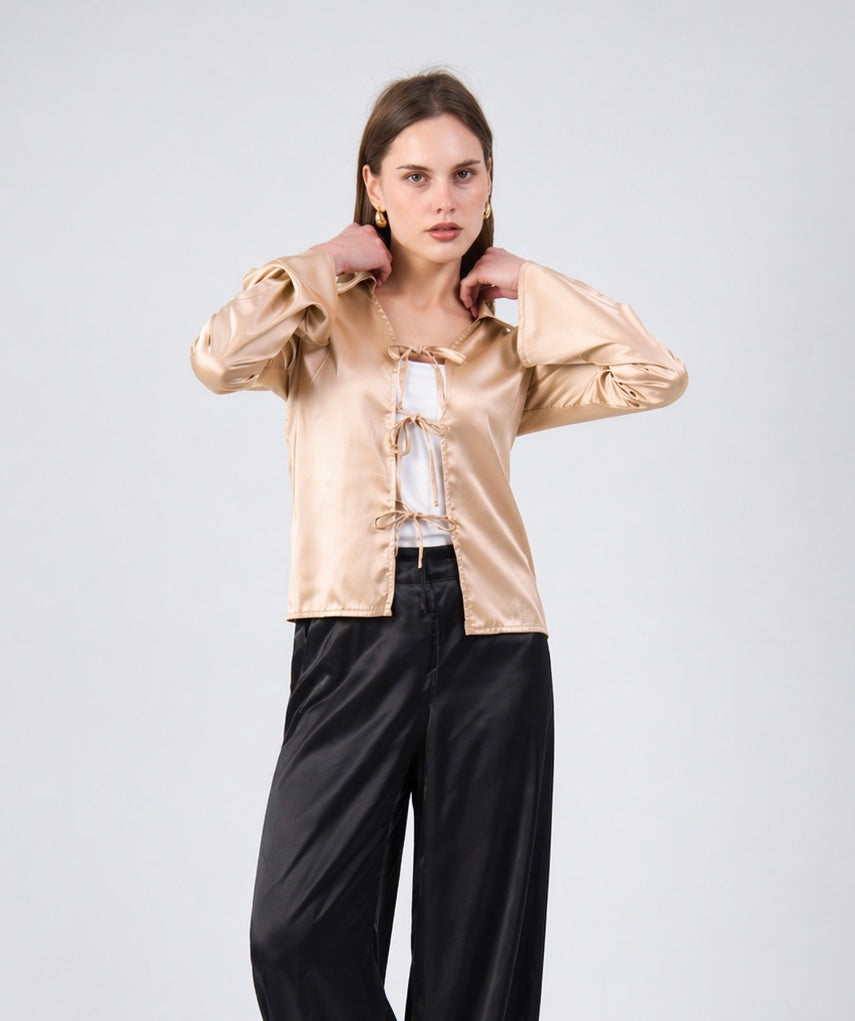 Effortless Satin Tie In Black