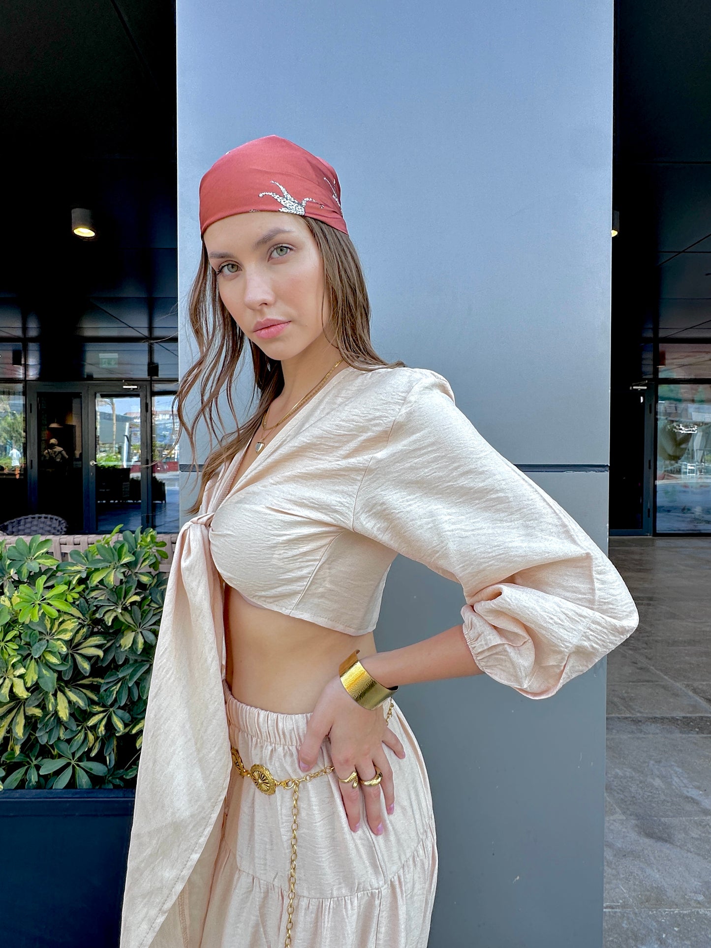 Soft Wrap Top In Beige