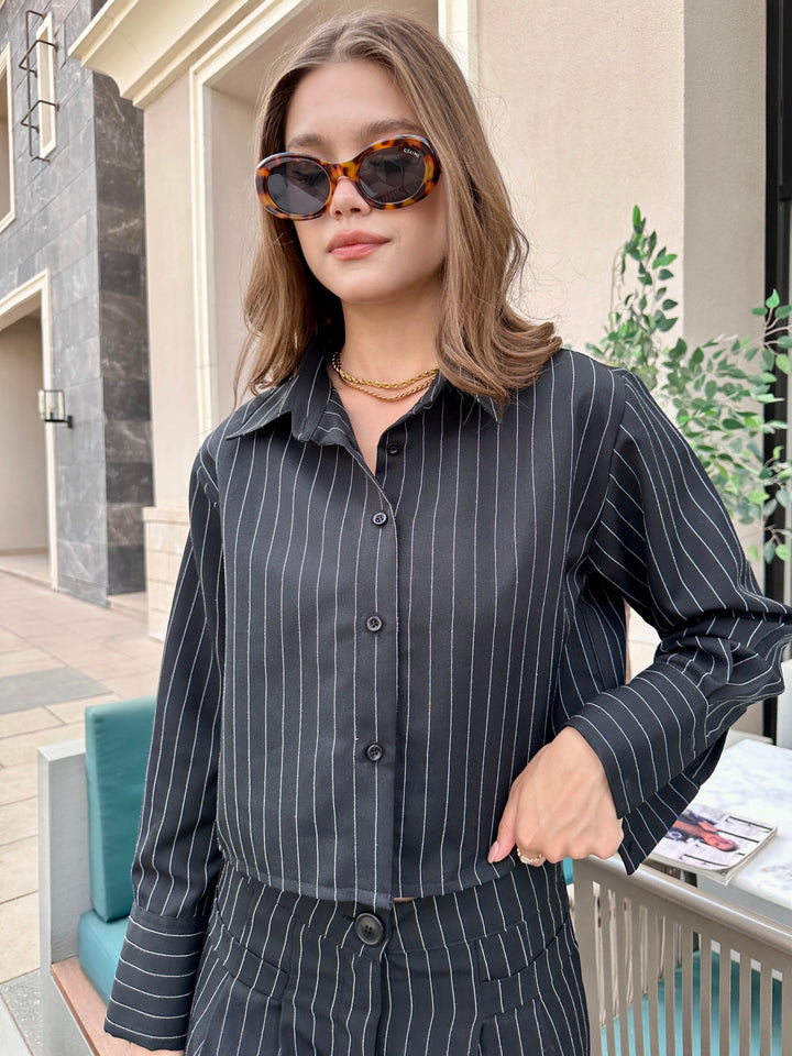 Sleek Stripe Shirt In Black