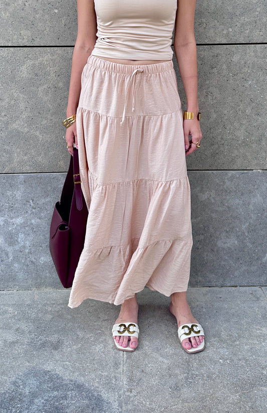 Soft Tiered Skirt In Warm Sand