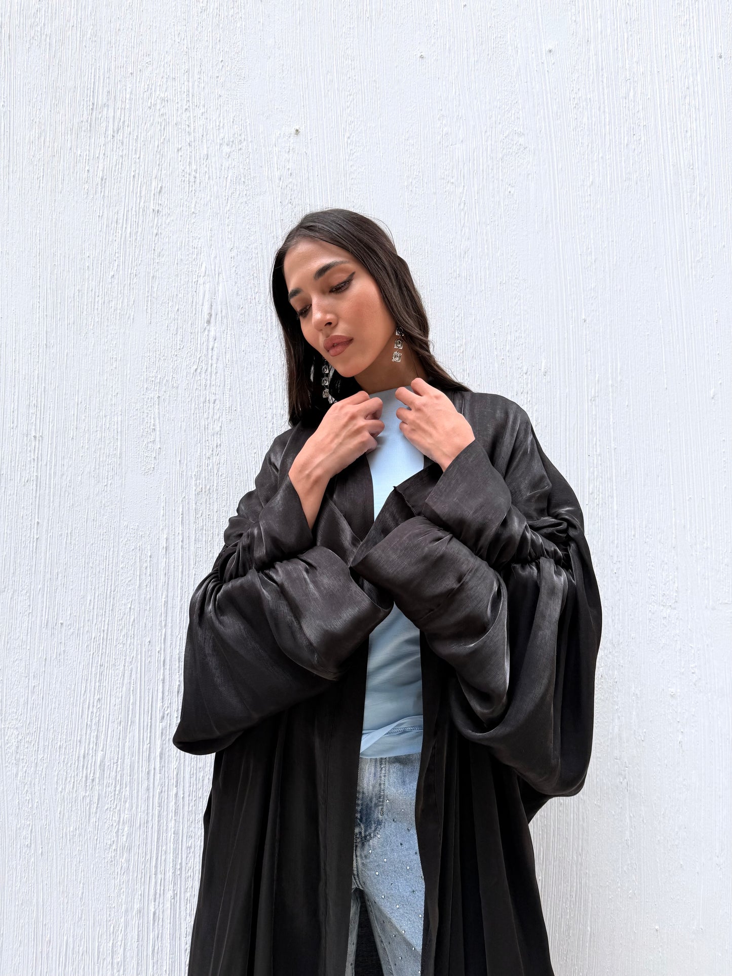 Draped Arm Kaftan In Black