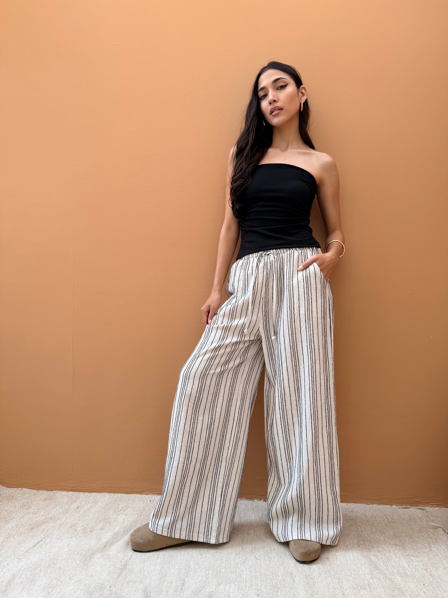 Stripped linen Pants
