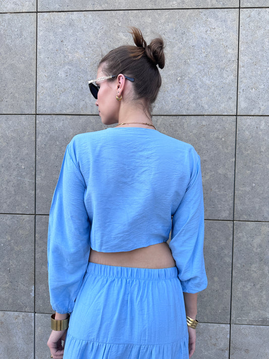 Soft Wrap Top In BabyBlue