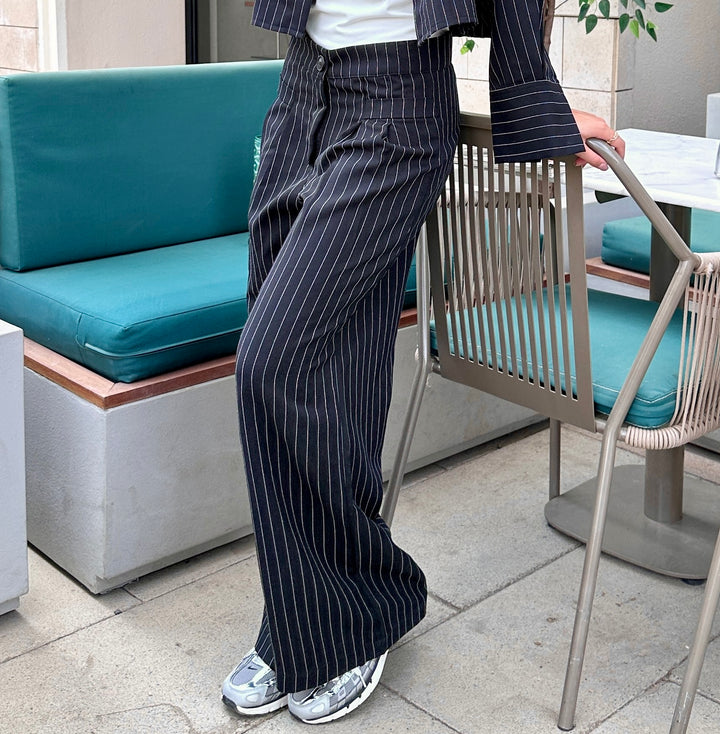 Sleek Stripe Pants In Black